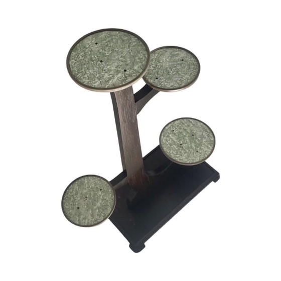 Image 1 of Ca. 1950er Jahre -MCM - Pflanzentisch / Beistelltisch - Deutschland - Buntes Formica und Teakholzbeine