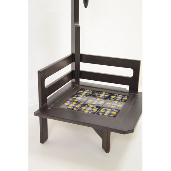 Image 1 of Vintage Couchtischlampe aus schwarz gebeizter Eiche von Guillerme und Chambron, 1960