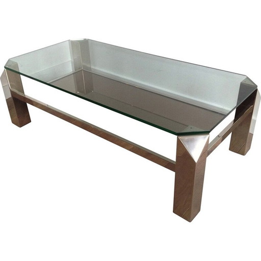 Vintage Couchtisch aus Chrom und Glas, 1950