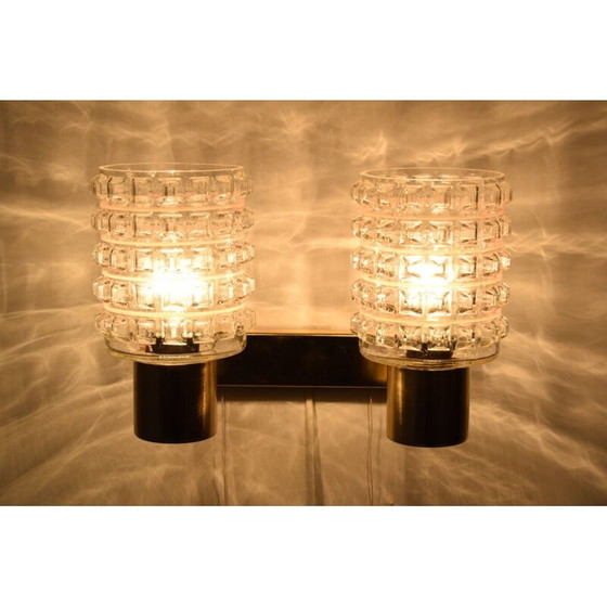Image 1 of Wandleuchte aus Glas und Messing von Kamenicky Senov, Tschechische Republik 1960