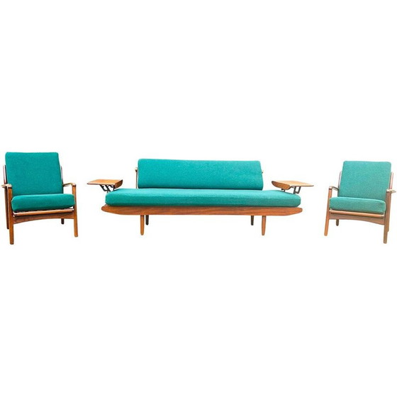 Image 1 of Vintage Sofa Bett Set und Paar Sessel Toothill 1960
