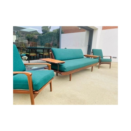 Image 1 of Vintage Sofa Bett Set und Paar Sessel Toothill 1960