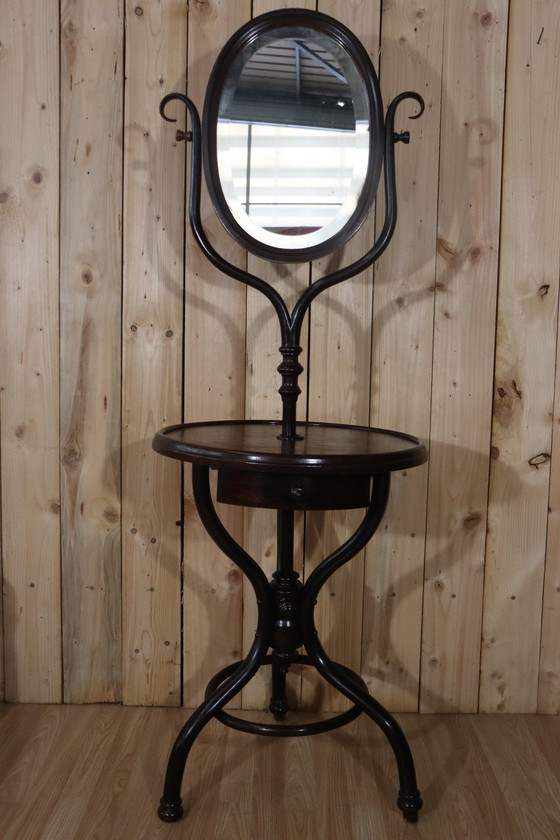 Image 1 of Toilettenmöbel Holz Gebogen Thonet Stil von Kohn