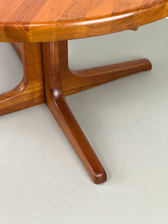 Image 1 of Danish Round Teak Dining Table With Extension, 1970S