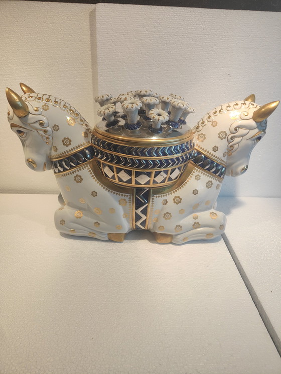 Image 1 of Giulia Mangani Antiker Tafelaufsatz Italienisches Porzellanpferd Einzigartiges Stück!