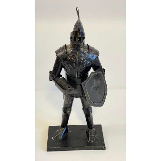 Image 1 of Vintage schwarz lackiert Eisen Ritter in Rüstung Statuette