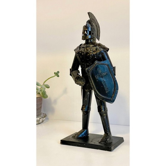 Image 1 of Vintage schwarz lackiert Eisen Ritter in Rüstung Statuette