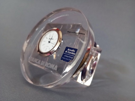 Ettore Sottsass Tischuhr aus Kristall für Arnolfo Di Cambio, um 2000