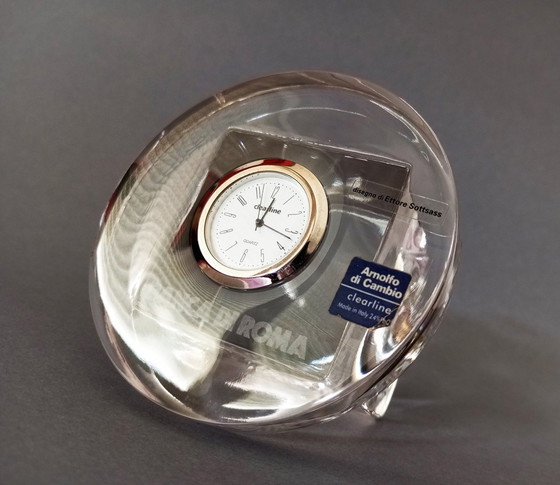 Image 1 of Ettore Sottsass Tischuhr aus Kristall für Arnolfo Di Cambio, um 2000