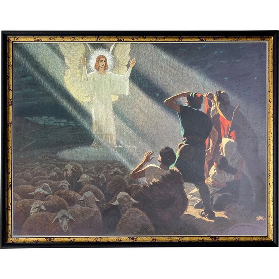 Image 1 of Vintage-Druck mit Rahmen: Verkündigung des Engels Gabriel an die Hirten