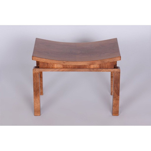 ArtDeco-Hocker aus Nussbaumholz, Tschechien 1920er Jahre