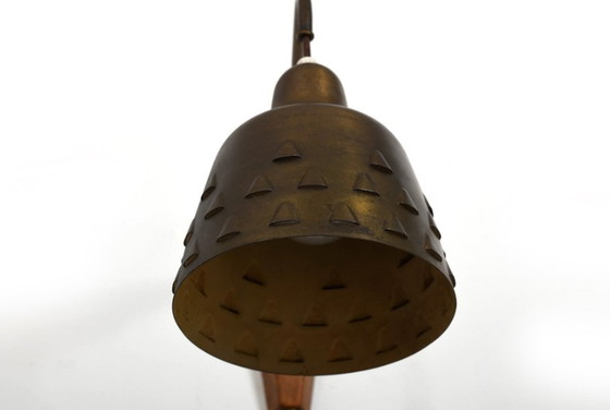 Image 1 of Dänische Wandleuchte aus Messing und Teakholz, 1950er Jahre