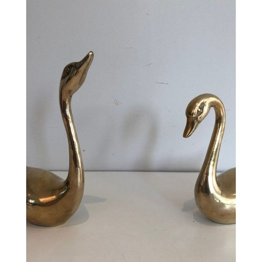 Paar französische Enten aus Messing, 1970er Jahre