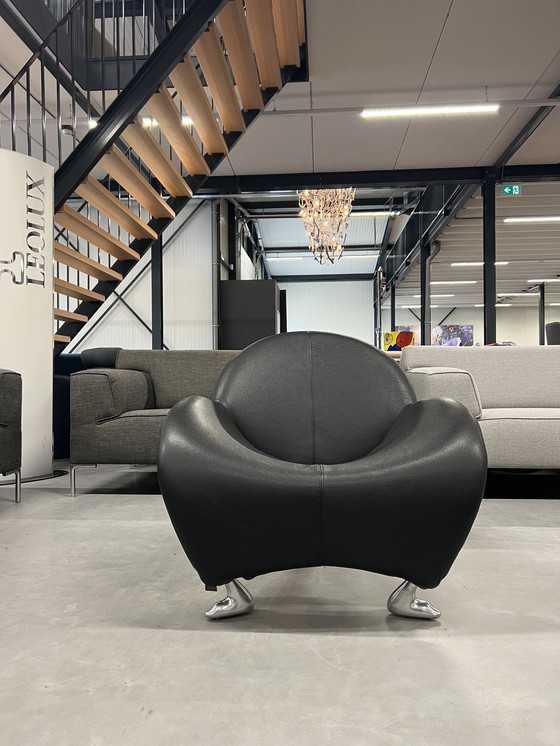 Image 1 of Leolux Papageno Sessel aus schwarzem Leder