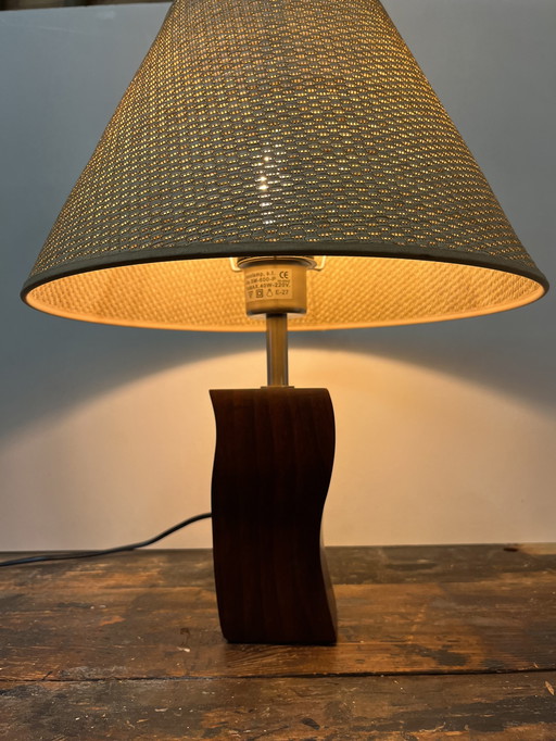 Vintage Post Modern Wave Lampe mit Holzsockel