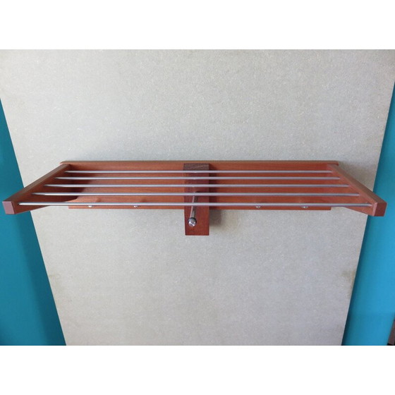 Image 1 of Dänischer Vintage-Garderobenständer aus Teakholz und rostfreiem Stahl 1990