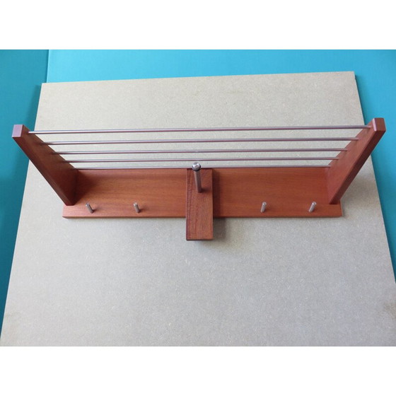 Image 1 of Dänischer Vintage-Garderobenständer aus Teakholz und rostfreiem Stahl 1990
