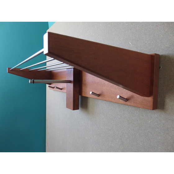 Image 1 of Dänischer Vintage-Garderobenständer aus Teakholz und rostfreiem Stahl 1990