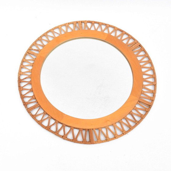 Image 1 of Vintage Wandspiegel aus Weidengeflecht, Dänemark 1970er