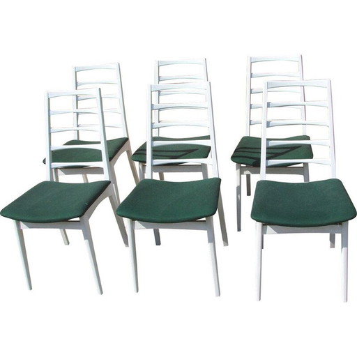 Satz von 6 Vintage-Stühlen aus Holz und Stoff, 1970