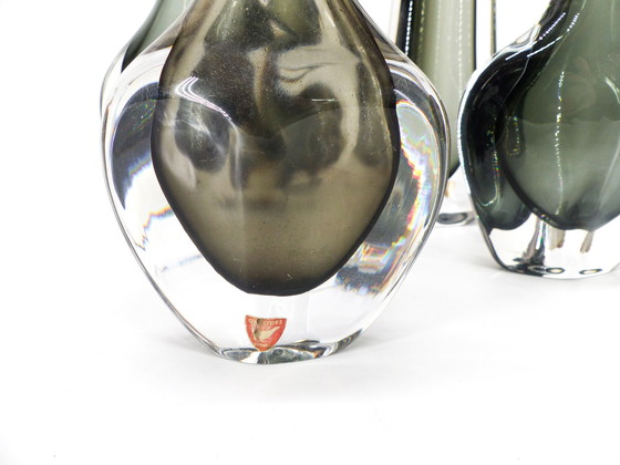 Image 1 of Sammlung Von 5 Skandinavischen Glasvasen Sommerso Nils Landberg Für Orrefors