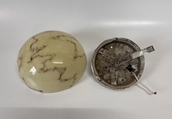 Image 1 of Vintage Deckenleuchte Marmoriertes Glas Halbkugel Mid Century
