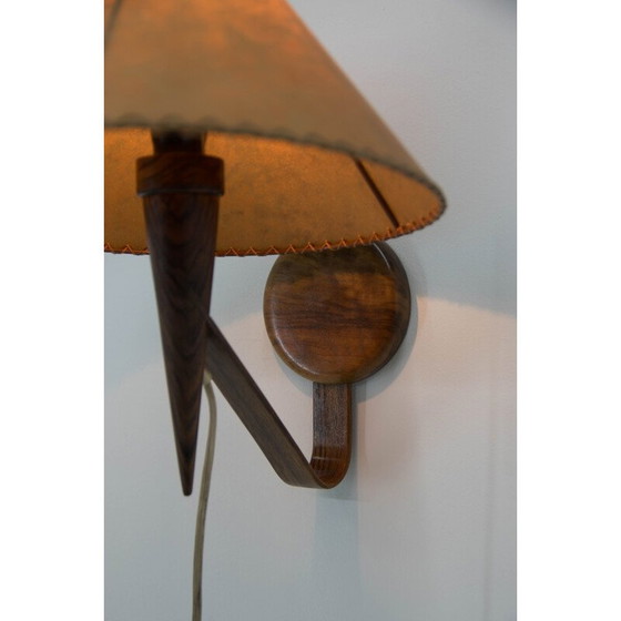 Image 1 of Wandleuchte aus Nussbaumholz von Uluv, 1960er Jahre