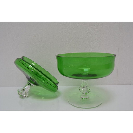 Bonbonschale aus Kunstglas von Glasswork Novy Bor, Tschechoslowakei 1960er Jahre