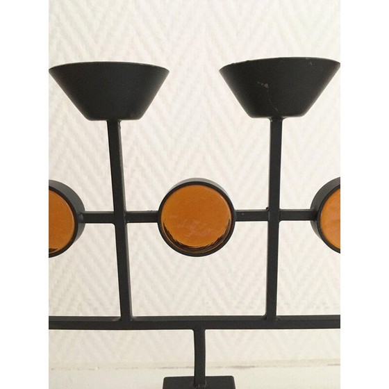 Image 1 of Vintage-Kerzenhalter aus Metall und Glas von Erik Hoglund, 1960