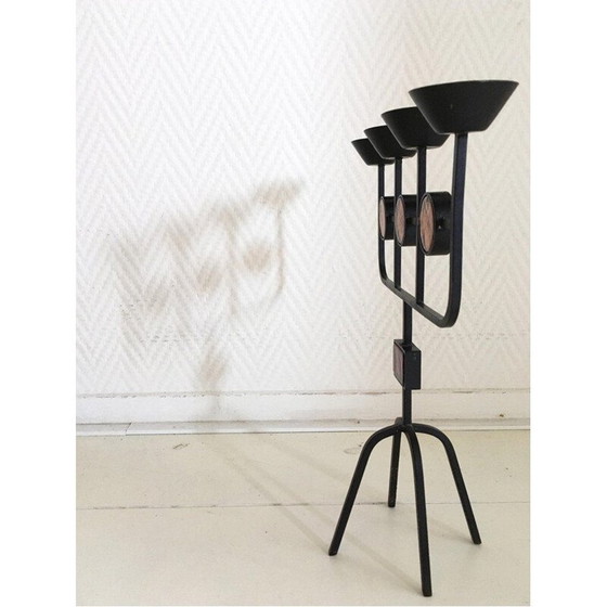 Image 1 of Vintage-Kerzenhalter aus Metall und Glas von Erik Hoglund, 1960