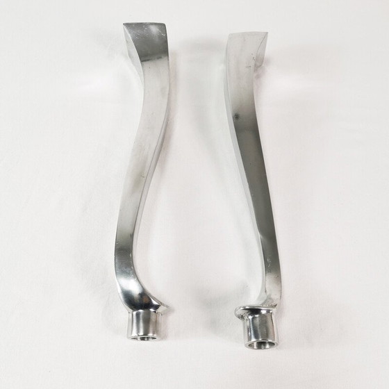 Image 1 of Paar Vintage-Kerzenhalter mit Rosenblüten aus Muranoglas und Messing, Italien