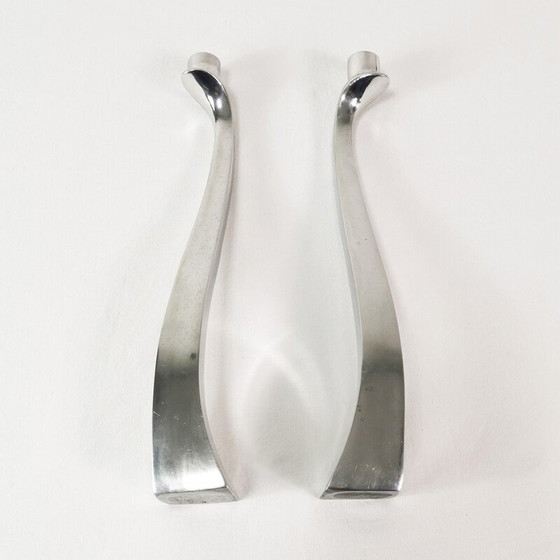 Image 1 of Paar Vintage-Kerzenhalter mit Rosenblüten aus Muranoglas und Messing, Italien