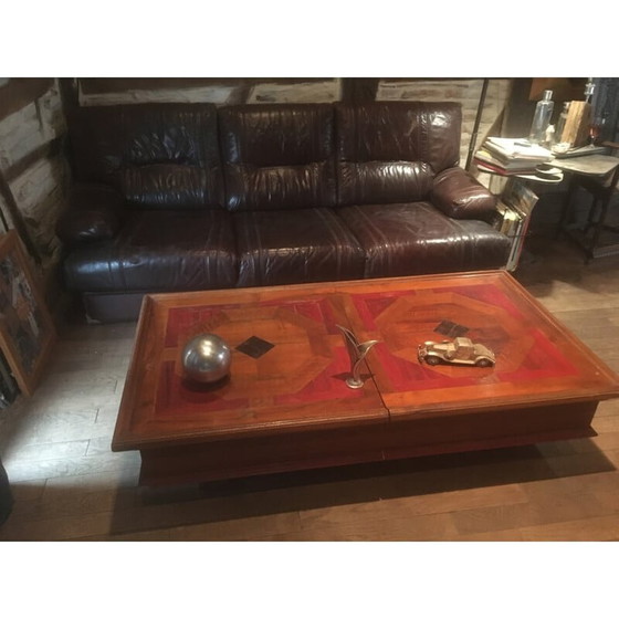 Image 1 of Vintage-Couchtisch aus Eichenholz mit Flaschenablage