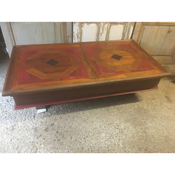 Image 1 of Vintage-Couchtisch aus Eichenholz mit Flaschenablage