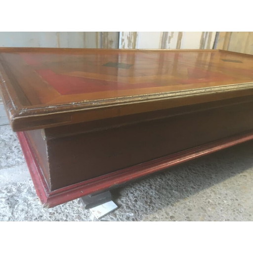 Vintage-Couchtisch aus Eichenholz mit Flaschenablage