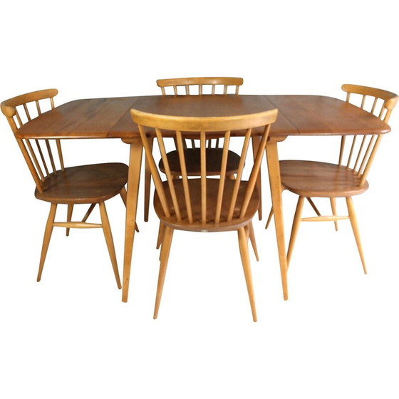 Image 1 of Mid Century Rechteckige Esstischgarnitur mit ausklappbarem Blatt von Lucian Ercolani für Ercol