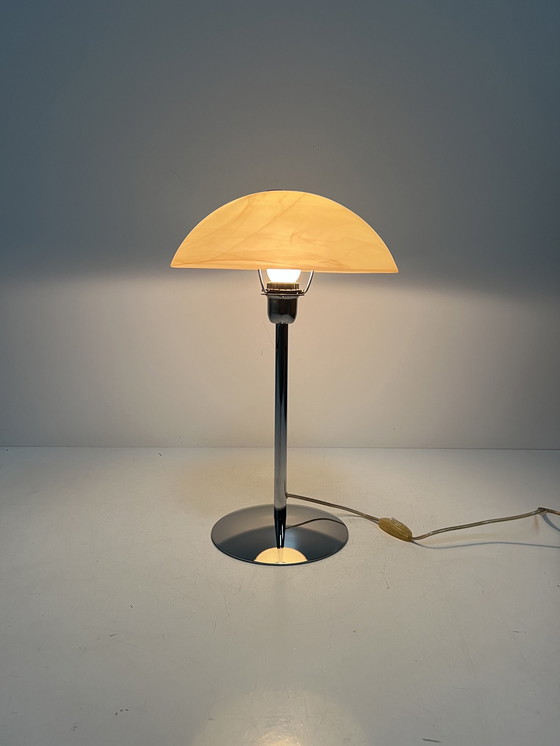 Image 1 of Design Tischlampe Chrom und Glas