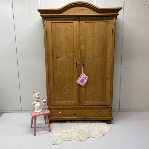 Antike Kiefer Schrank Garderobe Brocante