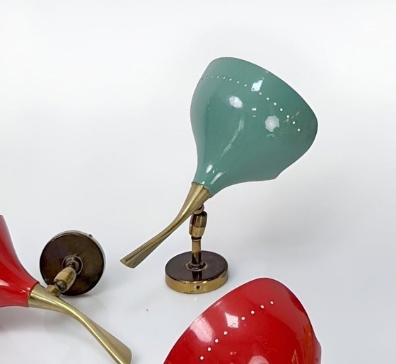 Image 1 of 10X Wandleuchter Oscar Torlasco für Lumen, Italien 1950er Jahre