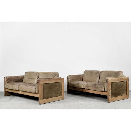 Skandinavisches Sofa aus Leder und Eichenholz, 1970er Jahre