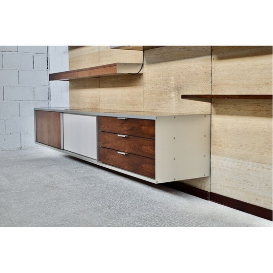 Image 1 of Modulares Wandsystem aus Holz und Raffiabast von Georges Frydman für Efa, 1970