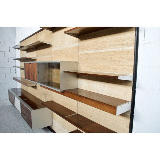Image 1 of Modulares Wandsystem aus Holz und Raffiabast von Georges Frydman für Efa, 1970