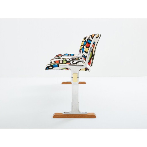 Vintage-Bank aus Metall und Stoff von Giancarlo Piretti für Anonima Castelli, Italien 1970