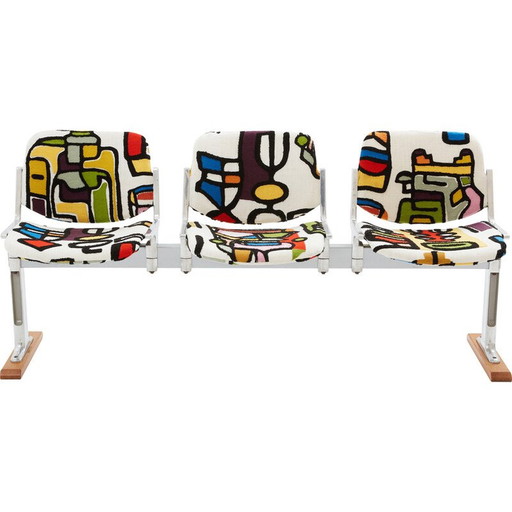 Vintage-Bank aus Metall und Stoff von Giancarlo Piretti für Anonima Castelli, Italien 1970