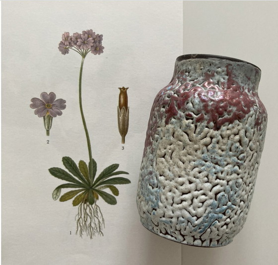 Image 1 of Fatlava Vase Vintage Niederländisch, Rosé, Handgemacht, 50/60Th, Kunst Töpferei, Sammlerstück