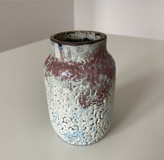 Image 1 of Fatlava Vase Vintage Niederländisch, Rosé, Handgemacht, 50/60Th, Kunst Töpferei, Sammlerstück