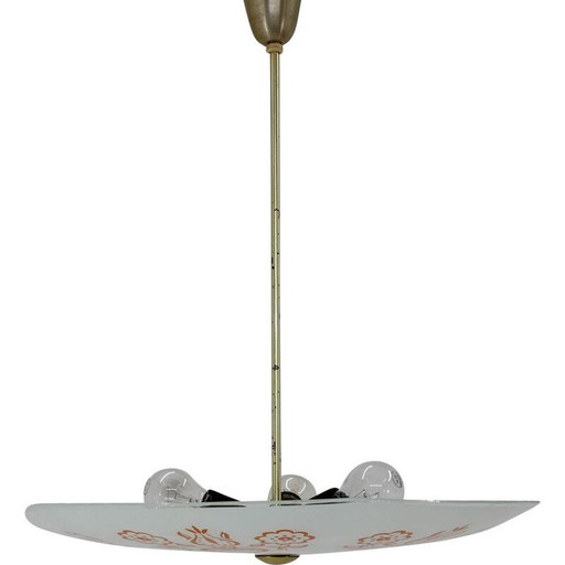 Vintage Pendelleuchte aus Metall und farbigem Glas, Tschechoslowakei 1960