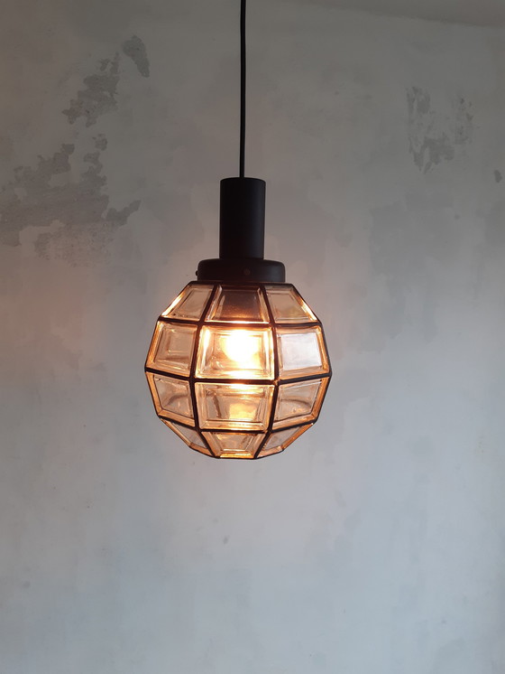 Image 1 of Glashütte Limburg Bernstein Glas Brutalist Pendelleuchte