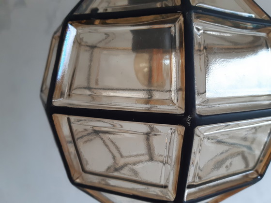 Image 1 of Glashütte Limburg Bernstein Glas Brutalist Pendelleuchte