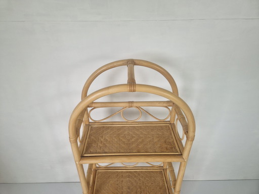 Böhmisches Regal aus Rattan und Bambus, 1970er Jahre